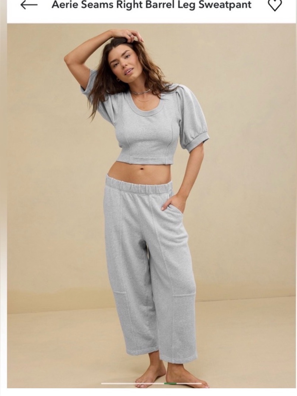 AERIE Seams Right Barrel Leg Sweatpants Sz L tall